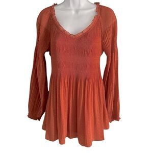 SUNNY LEIGH | Long Sleeve Chiffon Tunic with Flecks of Gold M  NWT